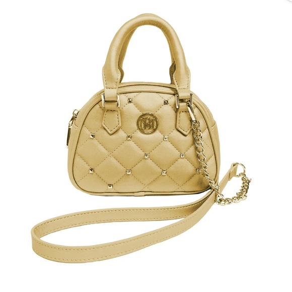 Badgley Mischka Handbags - Badgley Mischka Metallic Gold Crossbody mini Dome Bag
